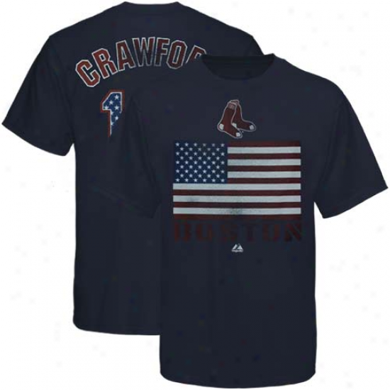 Majestic Carl Crawford Boston Red Sox Youth #13 Red, White & Blue Player T-shirt - Navy Blue