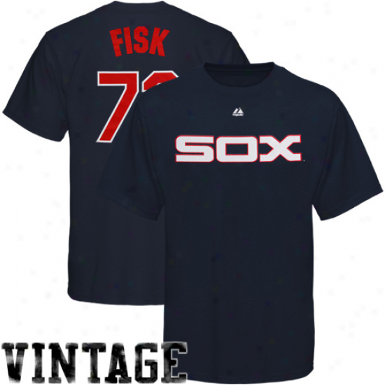 Majestic Carltkn Fisk Chicago Pure Sox #72 Youth Cooperstown Performer T-shirt - Navy Blue