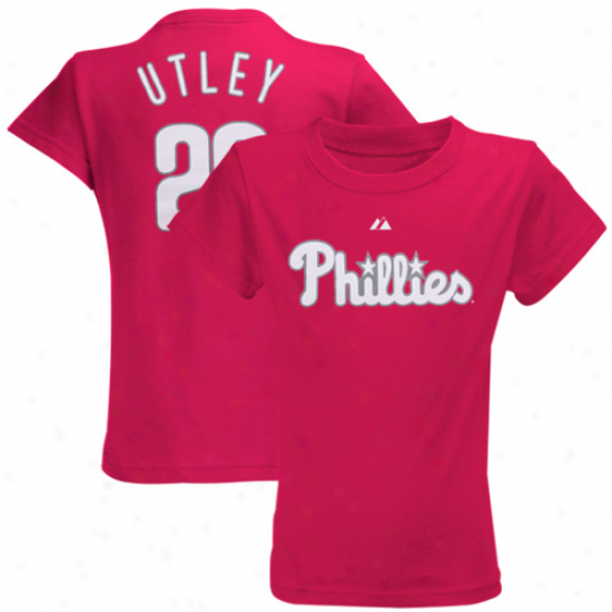 Majestic Pursuit Utley Philadelphia Phillies #26 Youth Girls Player T-shirt - Pink