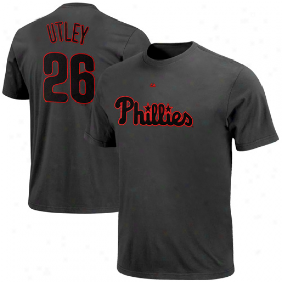 Maj3stic Chase Utley Philadelphia Phillies #26 Pop Player T-shirt - Charcoal