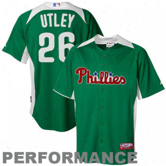 Majewtic Chase Utley Philadelphia Phillies St. Patrick'a Day Authentic Cool Base Performance Jersey - Kelly Green
