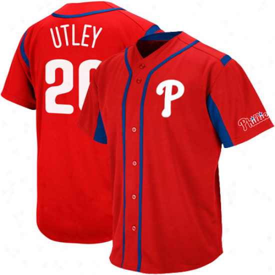 Majestic Chase Utley Phialdelphia Phillies Wind-up Jersey - Red