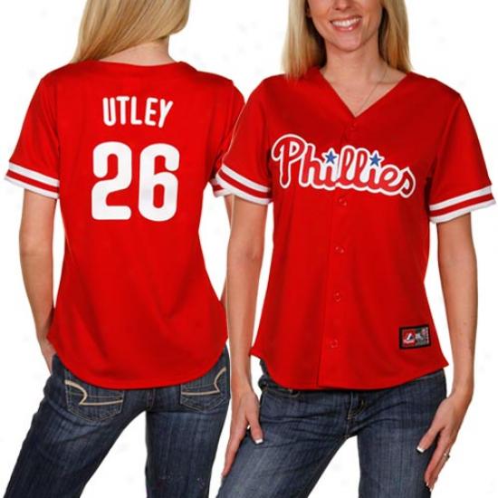 Majestic Chase Utley Philadelphia Philiies Women's Replica Jersey - Red