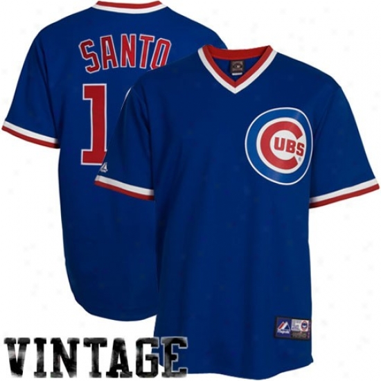 Majestic Chicago Cubs #10 Ron Santo Royal Bule Cooperstown Replica Player Baseball Jersey