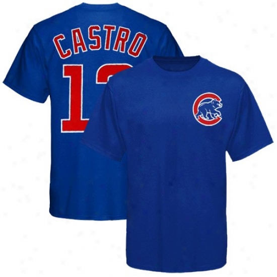 Majestic Chicago Cubs #13 Starlib Castro Youth Kingly Blue Player T-shirt