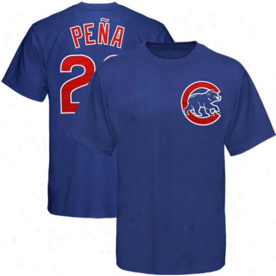 Majestic Chicago Cubs #22 Carlos Pena Royal Livid Player T-shirt