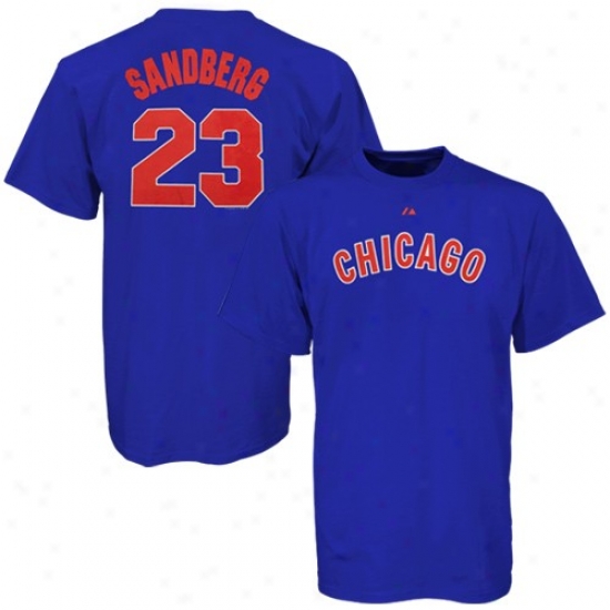Majestic Chicago Cubs #23 Ryne Sandberg Royal Blue Cooperztown Player T-shirt
