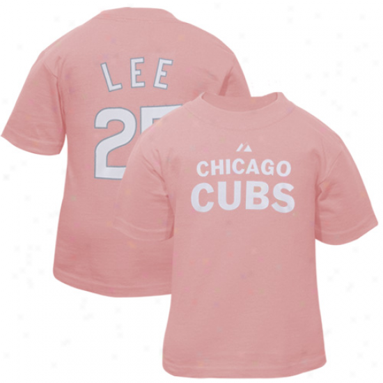 Mjestic Chicago Cubs #25 Clifton Lee Toddler Girls Pink Player T-shirt