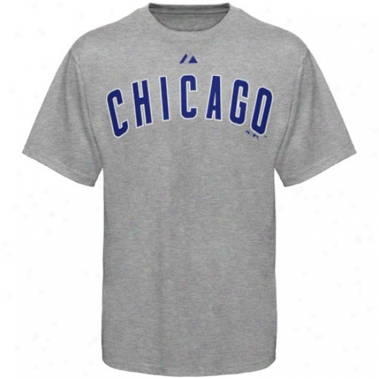 Majestic Chicago Cubs Ash Official Road Wordmark T-shhiry