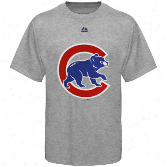 August Chicago Cubs Ash Soft Density Official Logo T-shirt