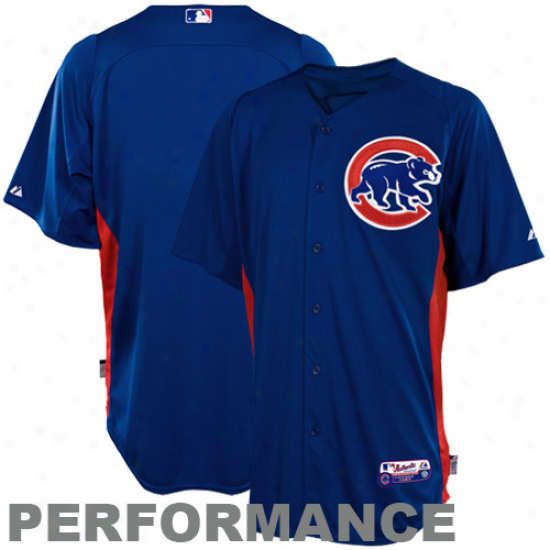 Majestic Chicago Cubs Batting Practice Performance Jersey - Royal Bllue-red