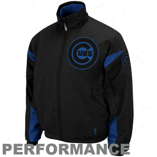 Majestic Chicago Cubs Black Therma Base Triple Peak Premier Full Zip Jacket