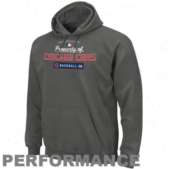 Majestic Chicago Cubs Charcoal Property Of Performance Pullover Hoody Sweatshirt