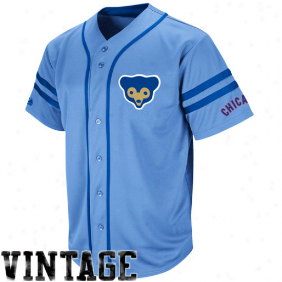 Majestic Chicago Cubs Cooperstown Throwback Heater Jersey - Light Blue