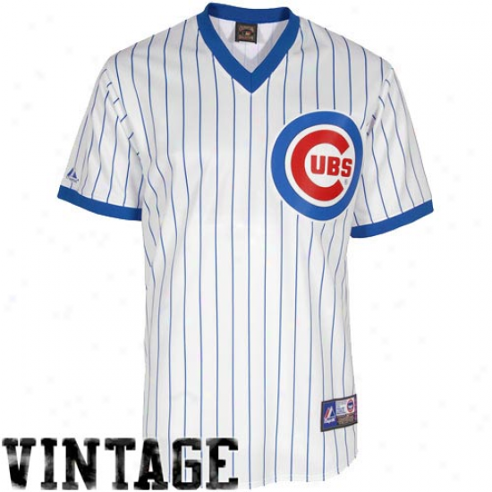 Majestic Chicago Cubs Coope5stown Vintage Fan Jersey - White-pinstripe