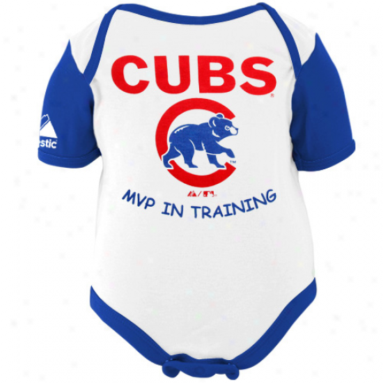 Majestic Chicago Cubs Infant White-royal Blue Mvp In Trainong Creeper