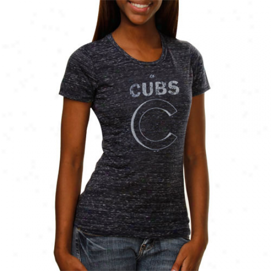 Majestic Chicago Cubs Lasies Affinity Burnout Premium T-shirt - Navy Azure