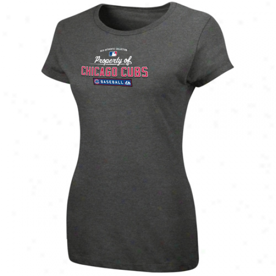 Majestic Chciago Cubs Ladies Charcoal Property Of T-shirt