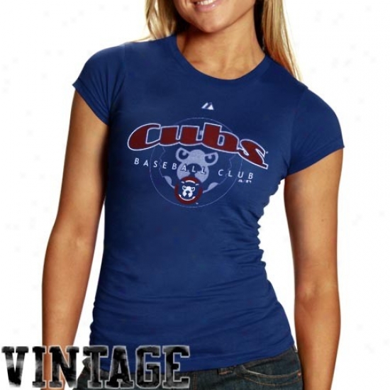 Majestic Chicago Cubs Ldaies Royal Blue Cooperstown Circus Catch T-shirt