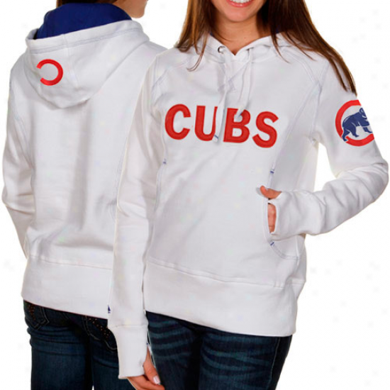 Majesttic Chicago Cubs Ladies White Golden Child Pullover Hoody Sweatshirt