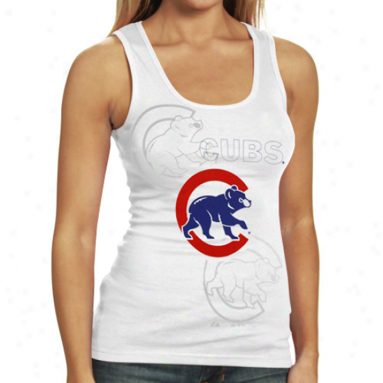 Majestic Chicago Cubs Ladies White Pearl Tank Top