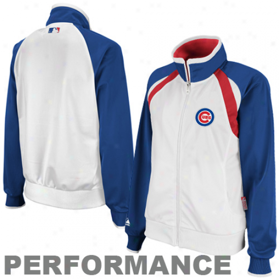 August Chicago Cubs Ladies White Therma Base Performance Full Zip Track Jacket