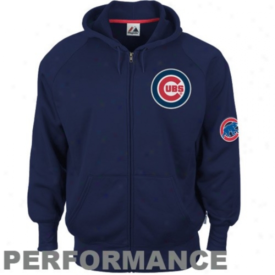 Majestic Chicago Cubs Navy Blue Gaining Ground Performance Full Zip Hoody Sweatshirt