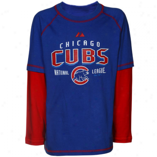 Majestic Chicago Cubs Preschool Royal Bluered Double Layer T-shirt