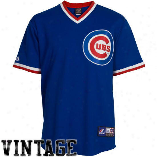 Maiestic Chixago Cubs Replica Cooperstown Throwback Jereey-royal Blue