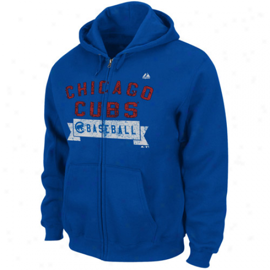 Majestic Chicago Cubs Imperial Blue Arch Classic Full Zip Hoodie Sweatshirt