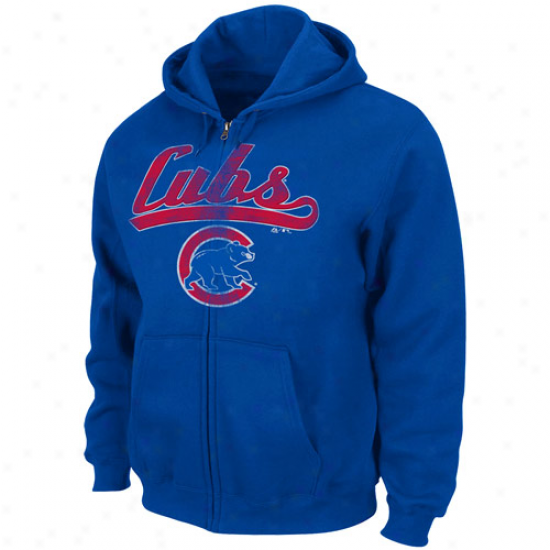 Majestic Chicago Cubs Royal Blue Bug Club Full Zip Hoody Sweatshirt