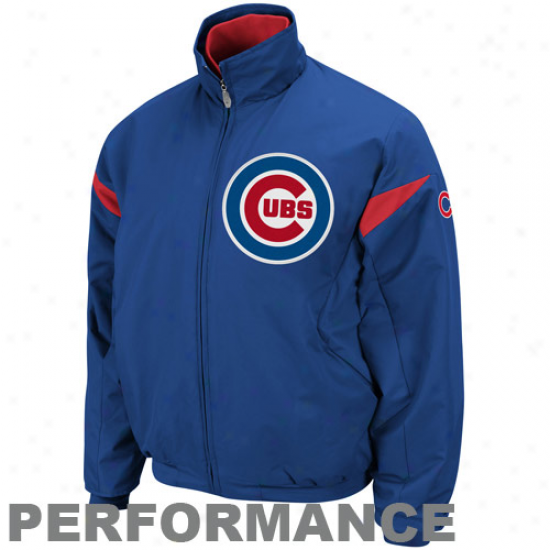 Majestic Chicago Cubs Royal Blue-red Therma Base Triple Peak Premmier Full Zip Jacket