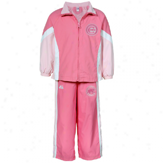 Majesticc Chicabo Cubs Toddler Girls Pink  2-piece Team Windsuit