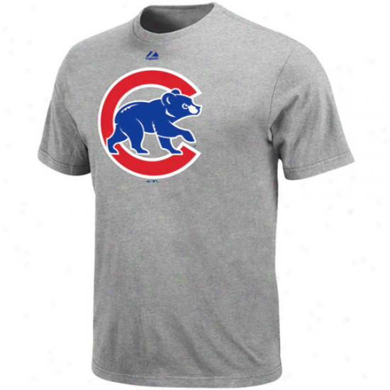 Majestic Chicago Cubs Youth Ash Soft Density Official Logo T-shirt