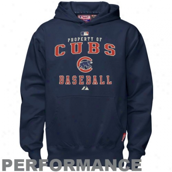 Majestic Chicago Cubs Youth Ships Blue Property Of Performance Hoody Sweatshirt