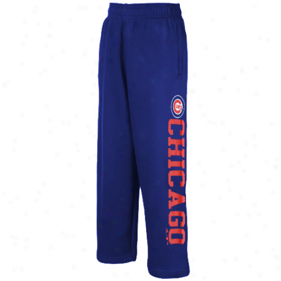 Majestic Chicago Cubs Youth Riyal Blue Word Plus Fleece Sweatpants