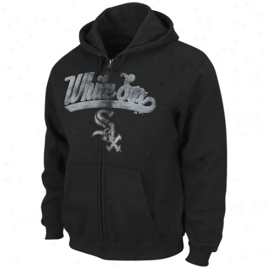 Splendid Chicago White Sox Black Big Club Full Zip Hoody Sweatshirt