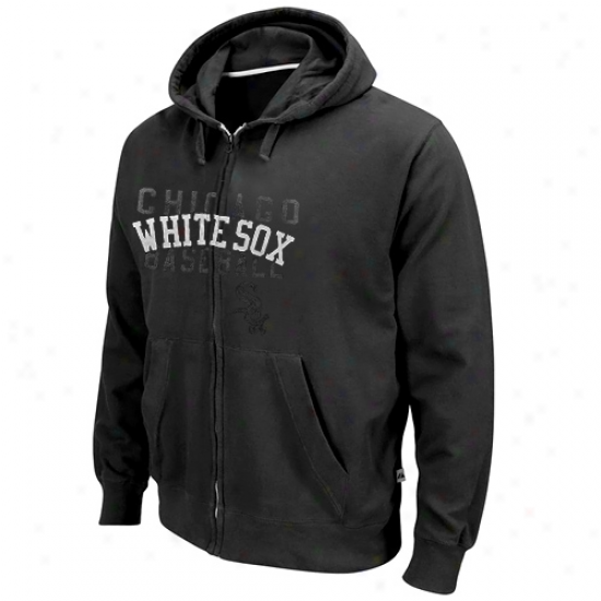 Majestic Chicago White Spx Black Fiery Fastball Full Zip Hoodie Sweatshirt