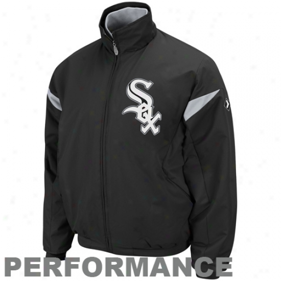 Majestic Chicago White Sox Blck-white Therma Base Triple Peak Premier Full Zip Jacket