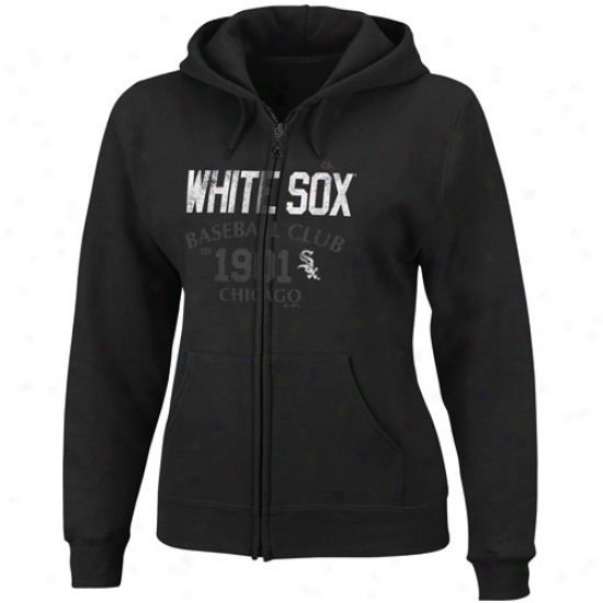 Majestic Chicago White Sox Ladies Black Team Glory Full Zip Hoodie Sweatshirt