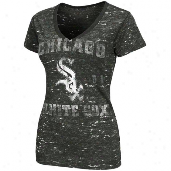 Majestic Chicago White Turf Ladies Charcoal Sapphire Premium V-neck Heathered T-shirt