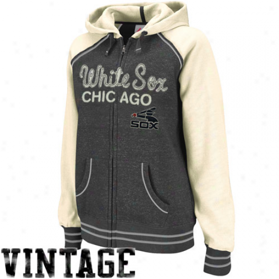 Majestic Chicago White Sox Ladies Gray-cream Cooperstown Wicked Slider Full Zip Vintage Hoody