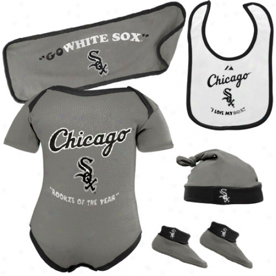Splendid Chicago White Sox Newborn Gray Rookie Of The Year 5-piece Creeper Set