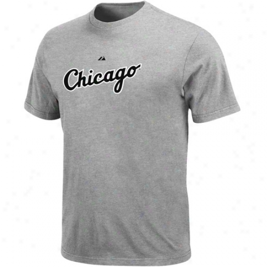 Majestic Chicago White Sox Official Road Wordmark T-shirt - Ash