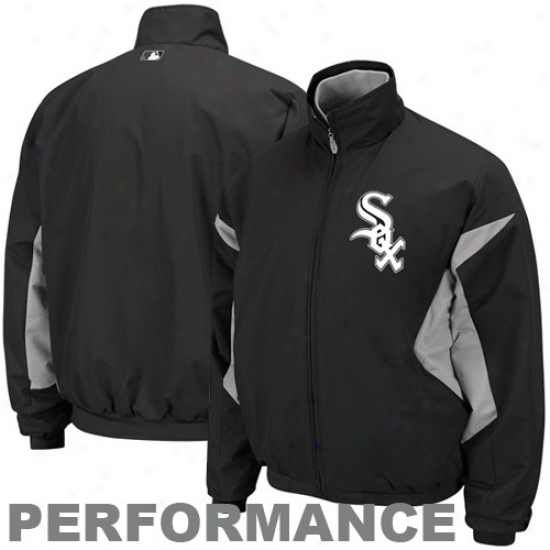 Majestic Chicago Of a ~ color Sox Youth Black-gray Therma Base Triple Peak Premier Playing Full Zip Jacket