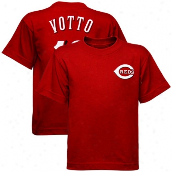 Majestic Cincinnati Reds #19 Joey Votto Youth Red Player T-shirt