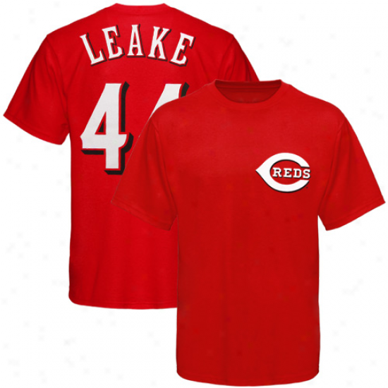 Majesti cCincinnati Reds #44 Mike Leake Red Player T-shirt