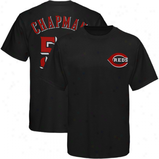 Majestic Cincinnati Reds #54 Aroldis Chapman Blck Player T-shirt