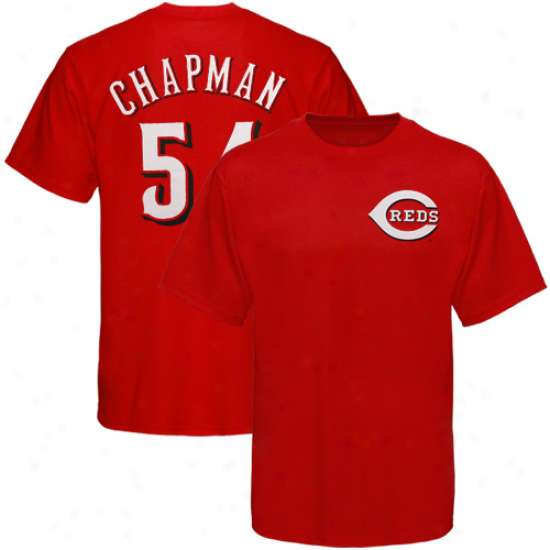 Maiestic Cincinnati Reds #54 Aroldis Chapman Red Player T-shirt