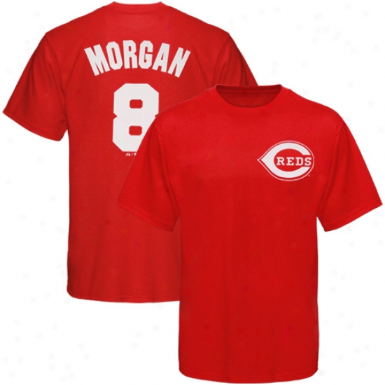 Majestic Cincinnati Reds #8 Joe Morgan Red Cooperstown Mimic T-shirt